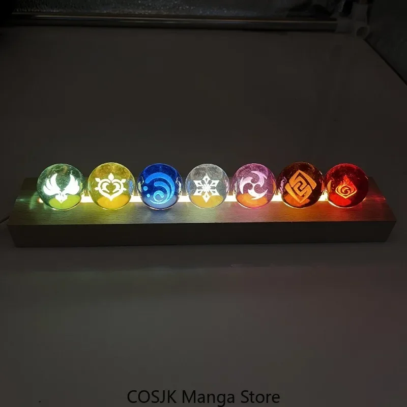 Game Genshin Impact Elements Glass Ball Night Light Bedroom Ornament Desktop Headboard Decoration Animation Atmosphere Room Lamp view 2