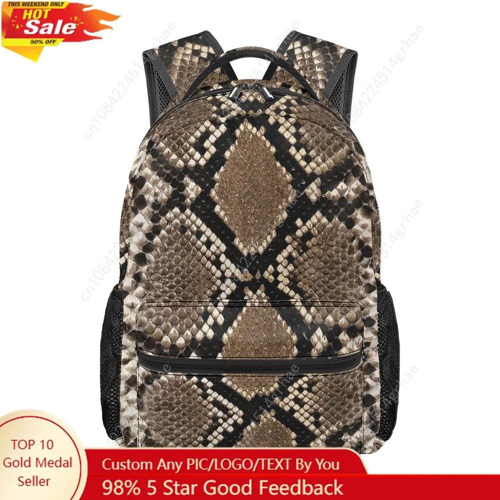 Snake Printed All-over Print Student Backpack Custom Casual Suitable for Travel and Camping Lightweight, and Easy To Clean