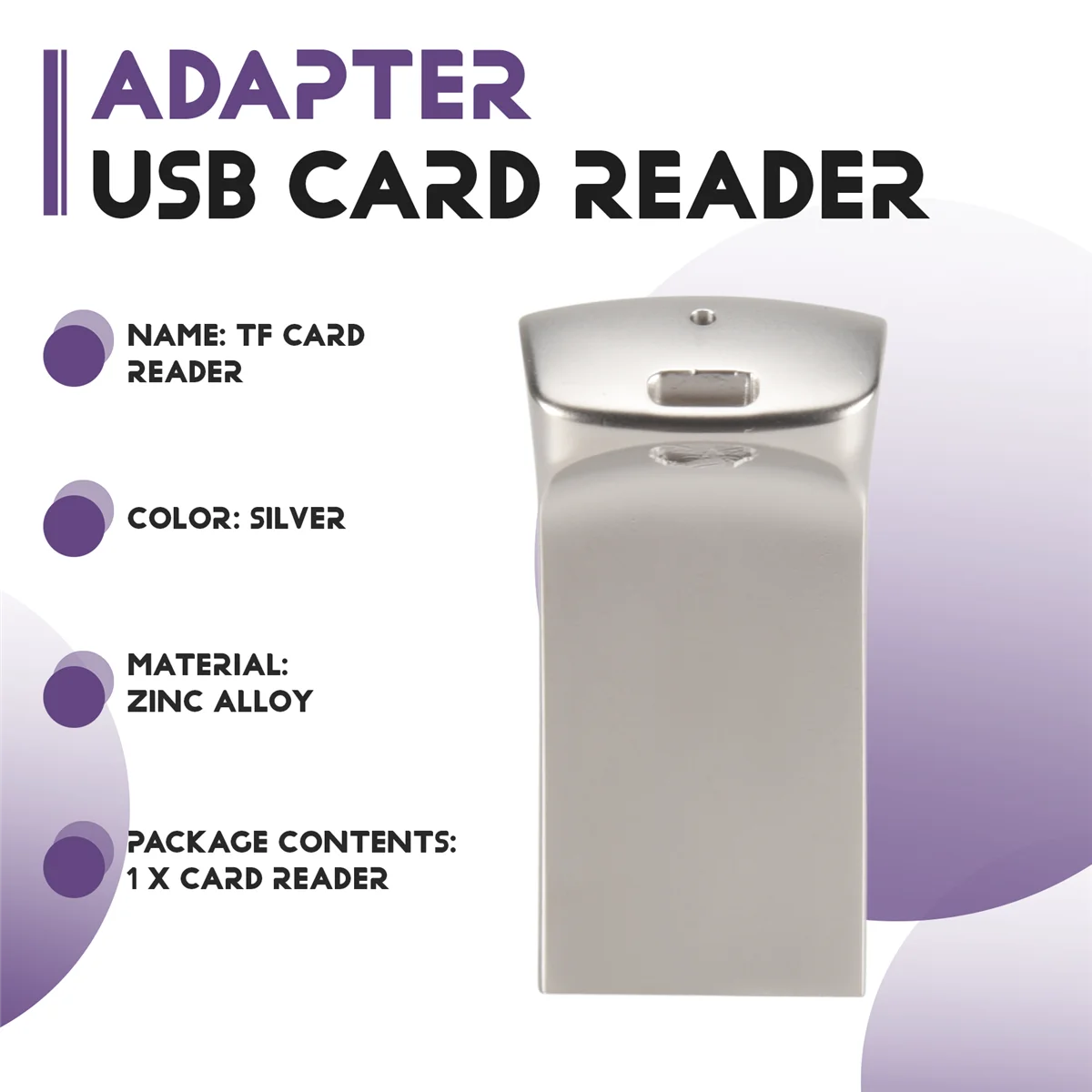 A07I Mini TF Card Reader USB Computer Card Reader TF Card Memory Reader Adapter with LED Indicator for Computer Car Audio