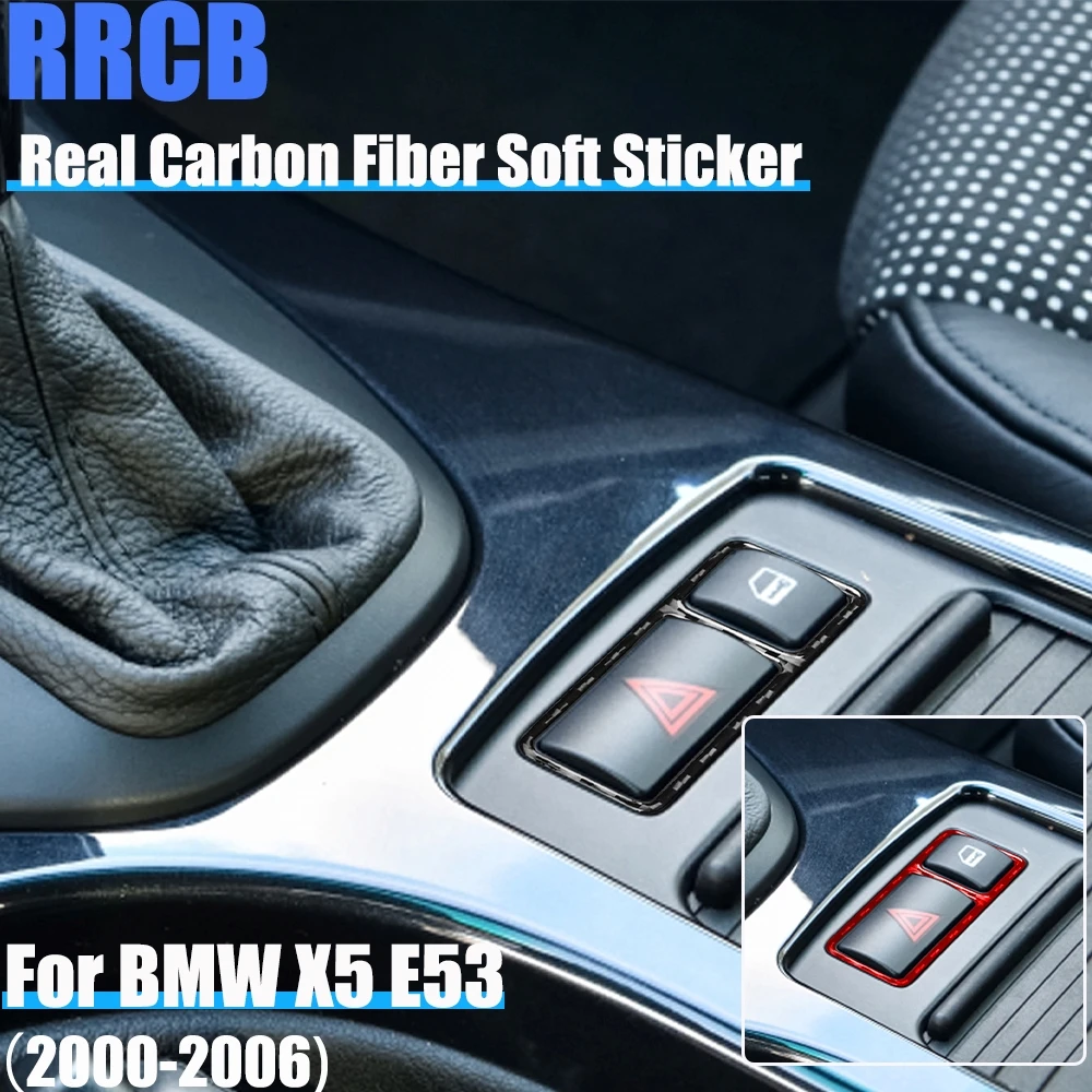 

Real Carbon Fiber Car Accessories Hazard Warning Lights Cover Soft Sticker For BMW X5 E53 2000 2001 2002 2003 2004 2005 2006