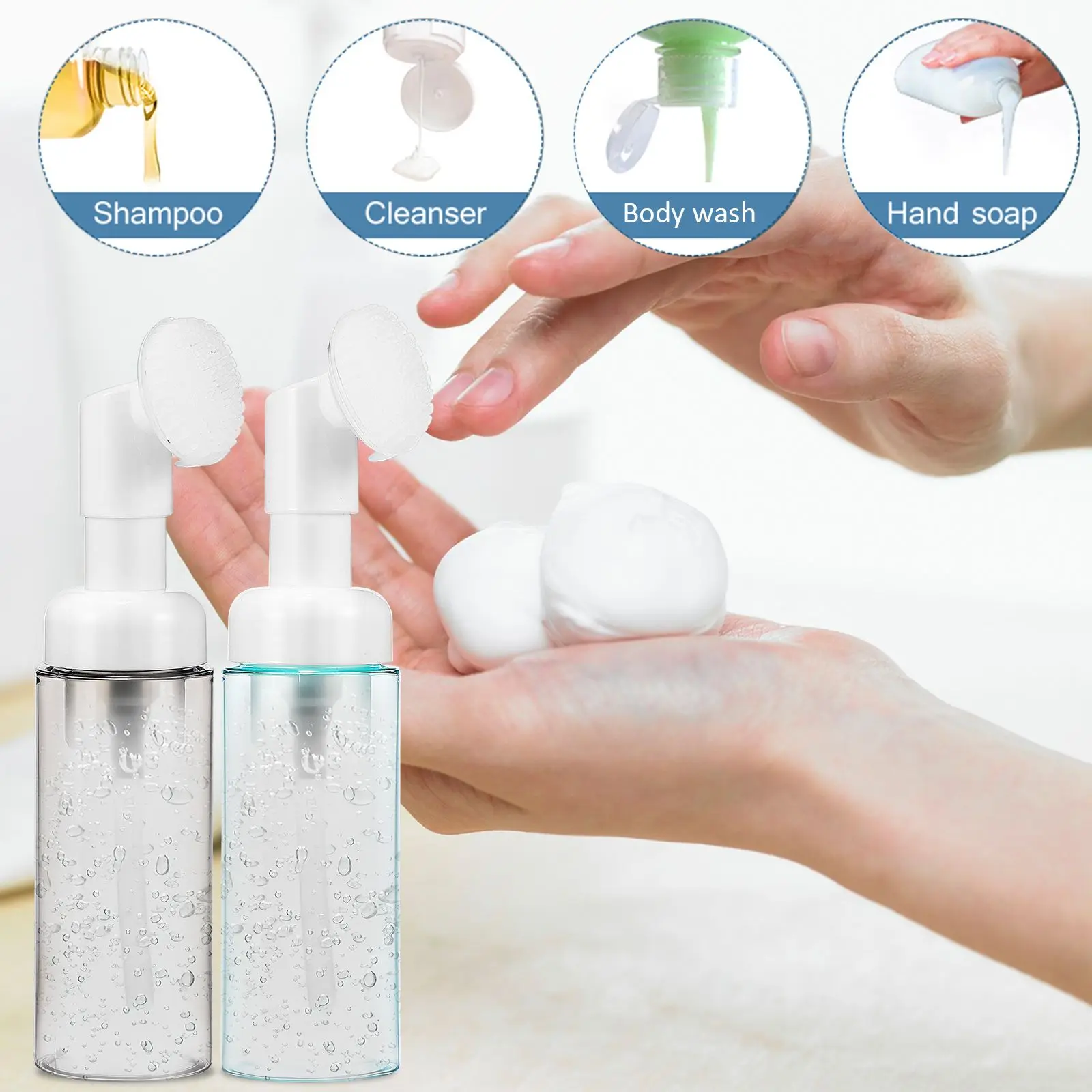 

4 Pcs Dispense Empty Bottles Foam Maker Automatic Face Wash Kitchen Soap Dispenser Shampoo Plastic Mini Travel