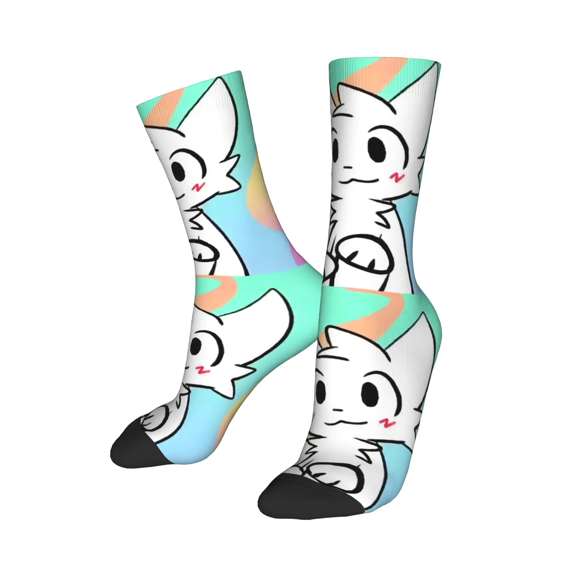 

Colorful Boykisser Silly Cat Football Socks Cute Furry Polyester Long Socks for Unisex Non-slip