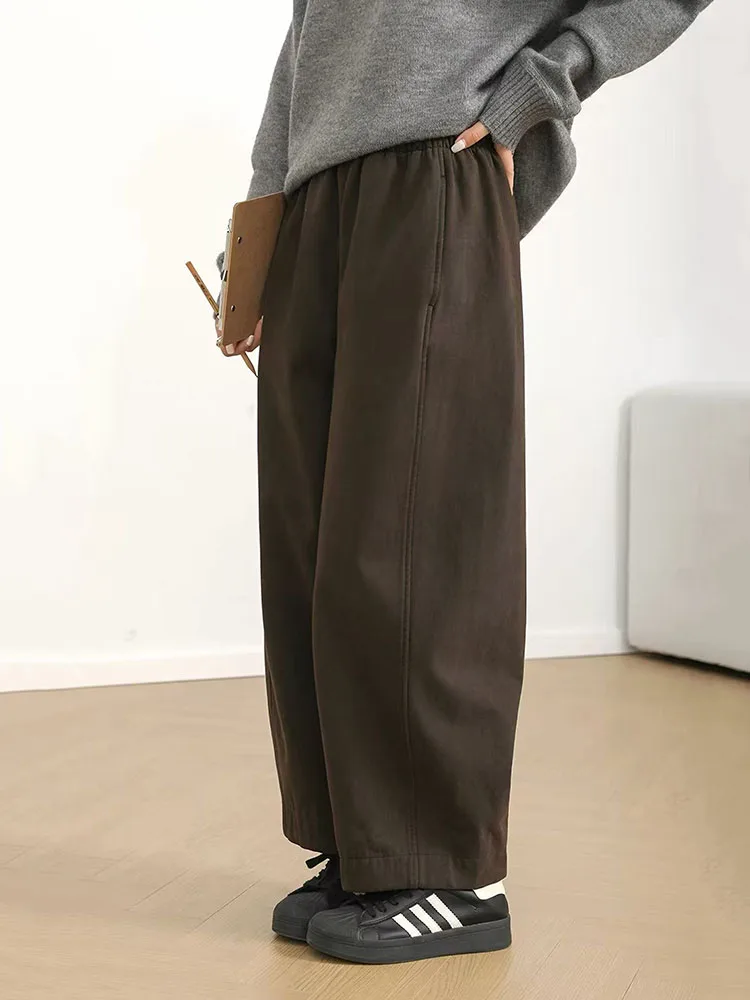 High Waist Wide Leg Pants for Women Y2K Winter Thick Loose Streetwear Scimitar Pants Female Fashion All Match Straight Trousers