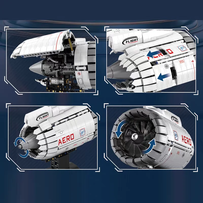 Caja Original 33019 1786 Uds. Motor Turbofan de aviación técnica bloques de construcción modelos de juguete de ensamblaje conjunto de regalo de cumpleaños