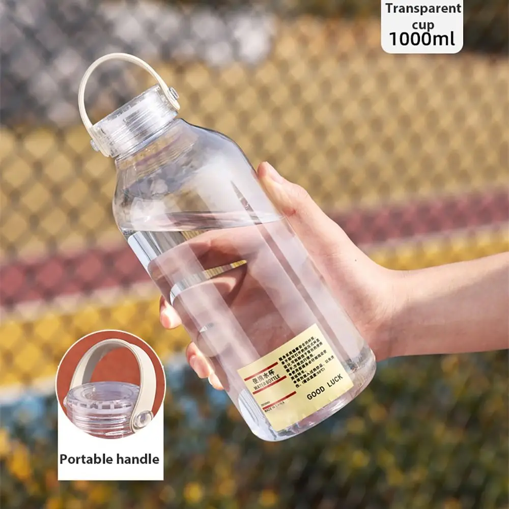 

1Pcs New Students Simple Plastic Water Cup Large Capacity 400ML/1L Sports Cup with Text Transparent Portable Cup