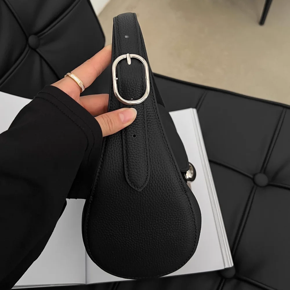 

Black Fashion Simple Unique Genuine Leather Women Bag\Handbag Real Cowhide Leather Lady Tote Pillow Boston Bag New