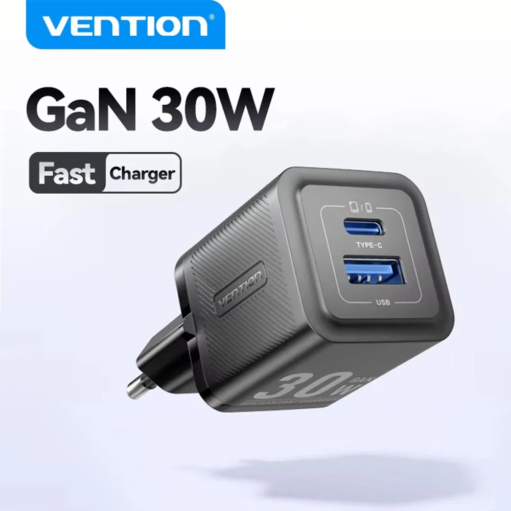 Vention GaN 30 واط شاحن سريع آيفون 16 15 14 PD3.0 شاحن آيباد برو هواوي شاومي سامسونج USB نوع C شاحن الهاتف المحمول
