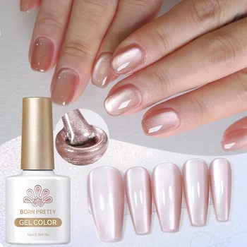 BORN PRETTY Smalto per unghie gel magnetico Silver Moonlight Cat Luce bianca Magnetico per unghie scintillante Glitter Vernice semipermanente 10 m