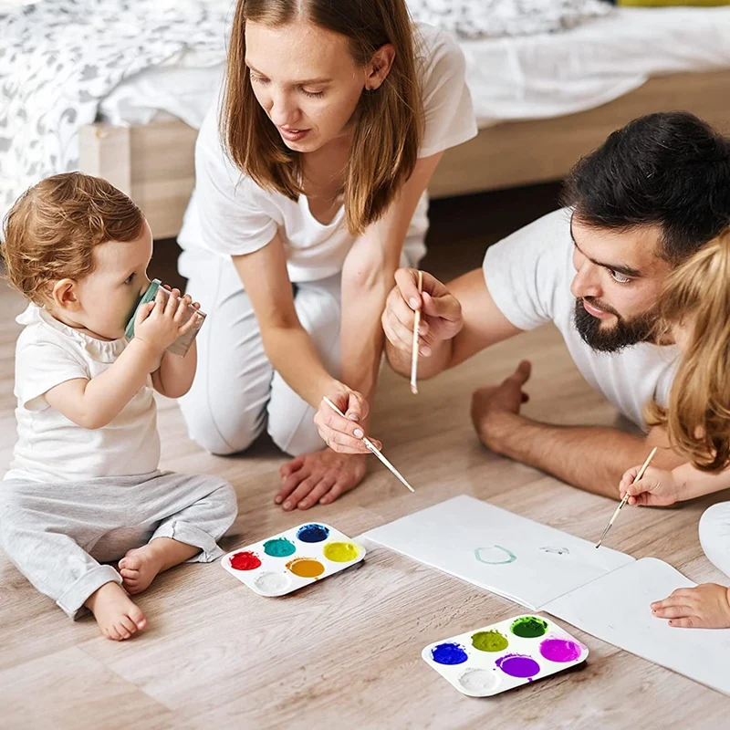 100 個プラスチックペイントパレット 6 ウェル水彩パレット長方形ペイント子供学生大人 DIY クラフトアート絵画