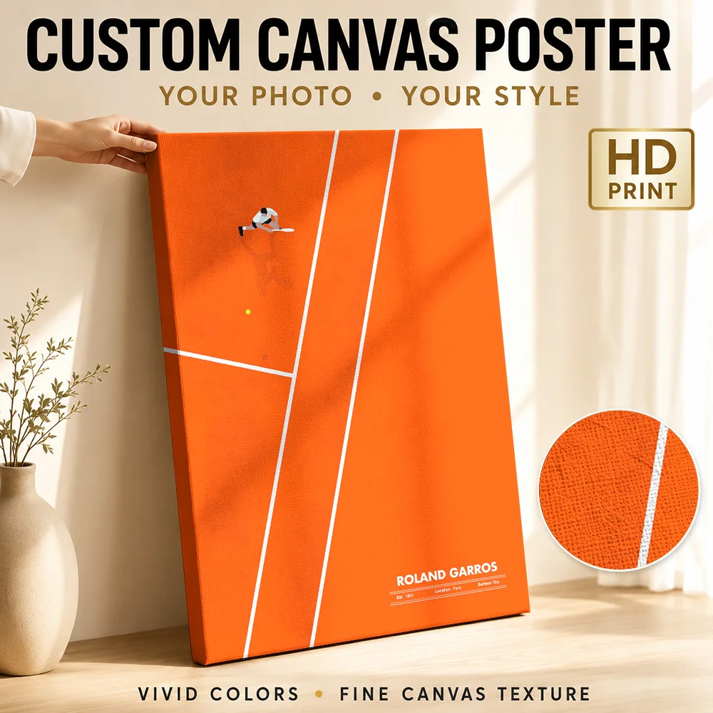 Roland Garros Tennis Canvas Print Poster Custom Photo Sports Portrait Wall Art for Game Room Decor Ready to Hang Gift for Fans
