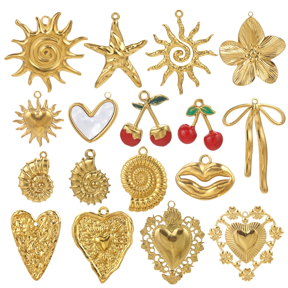 5pcs Stainless Steel Gold Charms For Jewelry Making DIY Women Necklace Earrings Jewelry Pendants Accessories Craft Charms Bulk