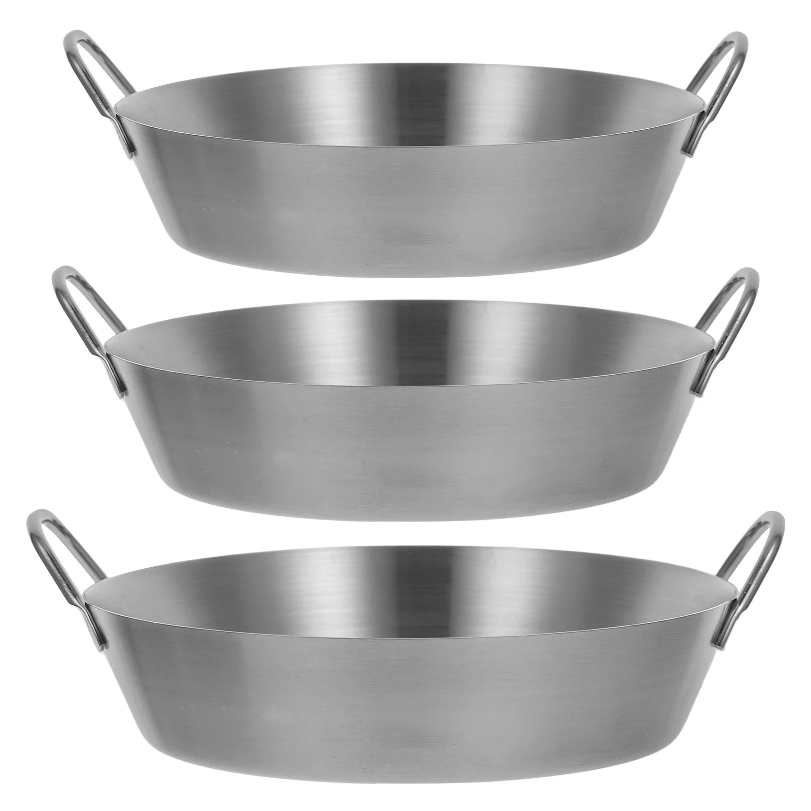 

3pcs Stainless Steel Mixing Bowls Nesting Set With Double Ears Silver Bowl For Kitchen Cooking Baking Prep Storage Salad Fruit