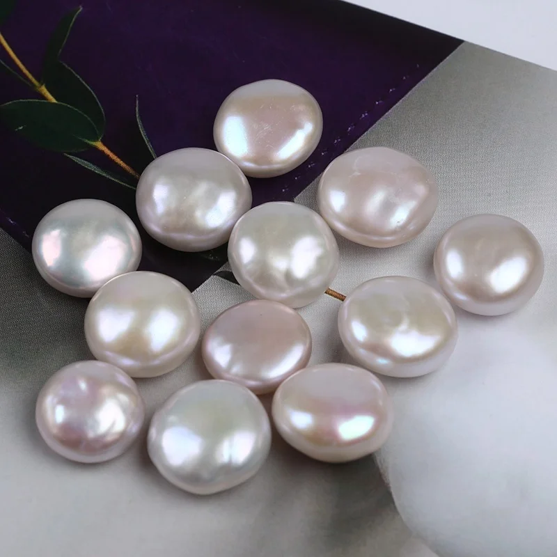 13-14mm undrilled coin shape white natural freshwater high quality AAAA Grade loose pearls