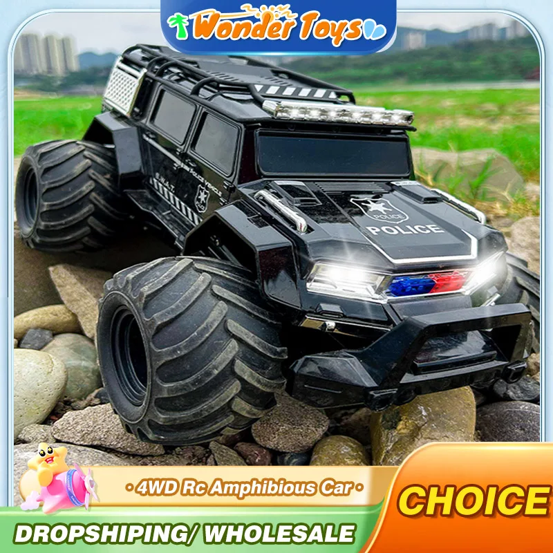 

4Wd Rc Amphibious Car Stunt Buggy Off Road Vehicle Police Car Waterproof Remote Control Car Light Climbing Truck Toys for Boys