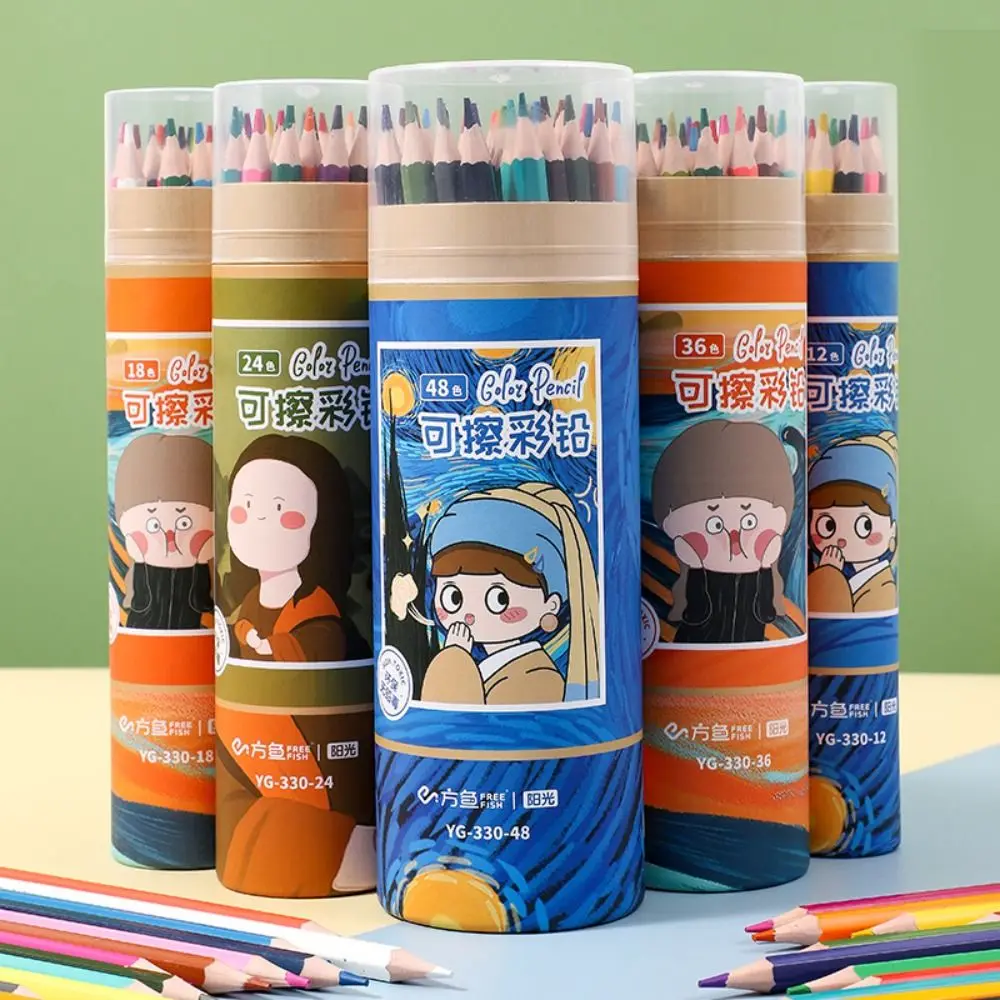 

1 Set 12/18/24/36/48 Colors Painting Pencil Set Oil-based with Eraser Stationery Pencil Hand-Painted Sketching Color Pencils