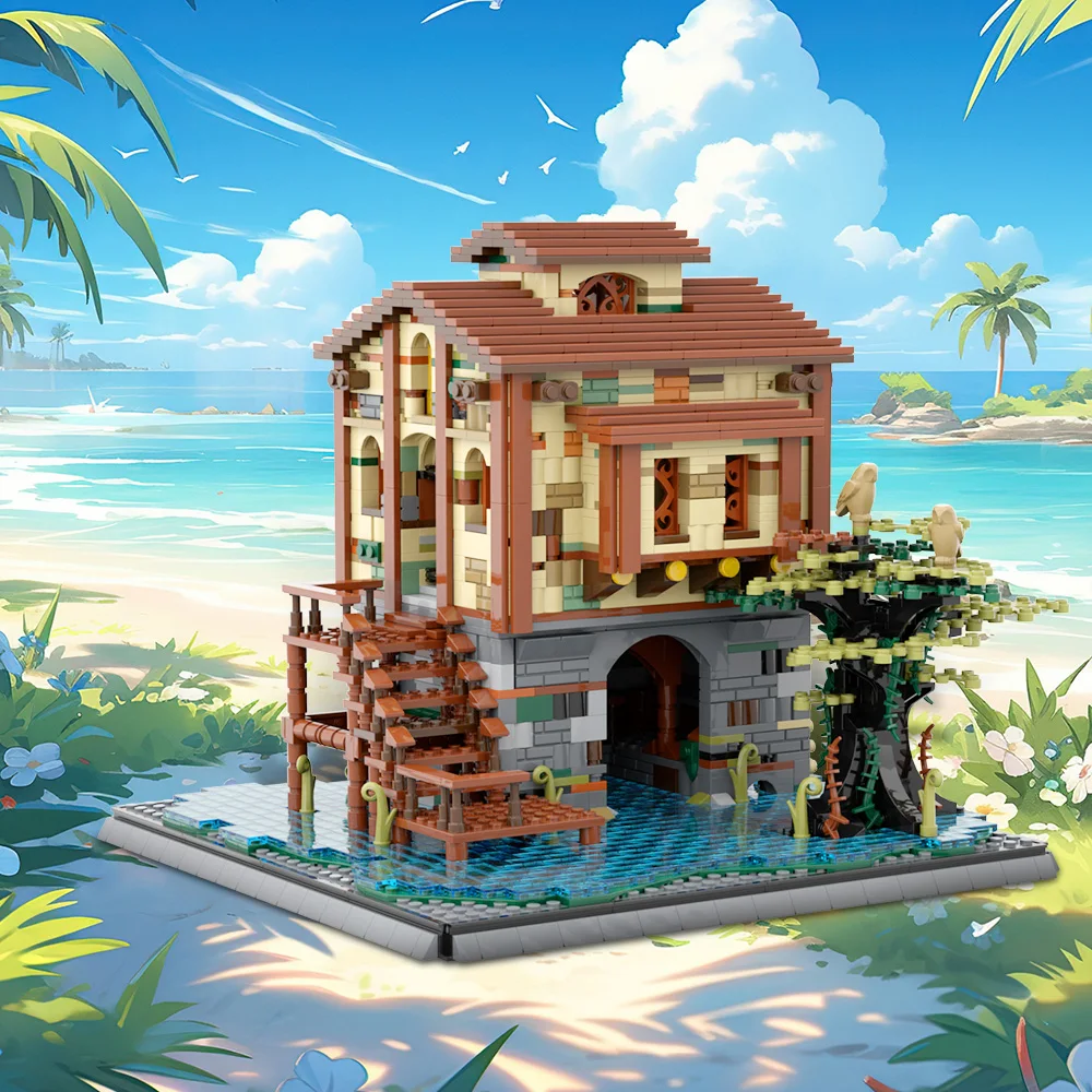 Gobricks MOC Swamp Hideout Building Blocks ภาพยนตร์ป่าบ้านไม้อิฐ DIY ประกอบของเล่นเด็กฮาโลวีนของขวัญ