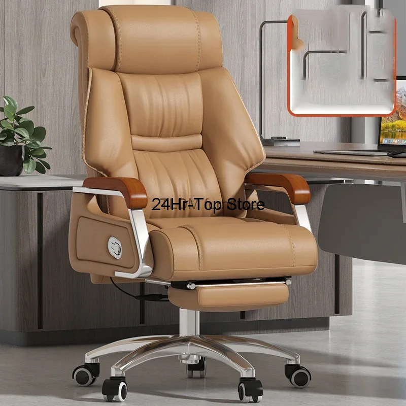 

leather boss chair computer chair household furniture reclining office comfortable long-lasting sitting rotating business chair