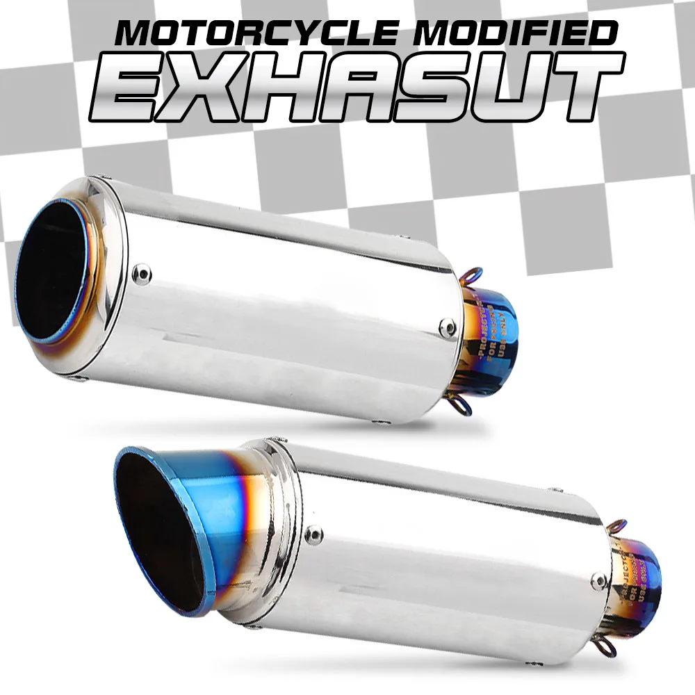 

Motorcycle Exhaust Muffler 51MM 60MM Racing Exhausts Pipe Kit Glossy Tail Tube For XMAX125 FZS150 CBR125R NK400 450SRS GSXS125