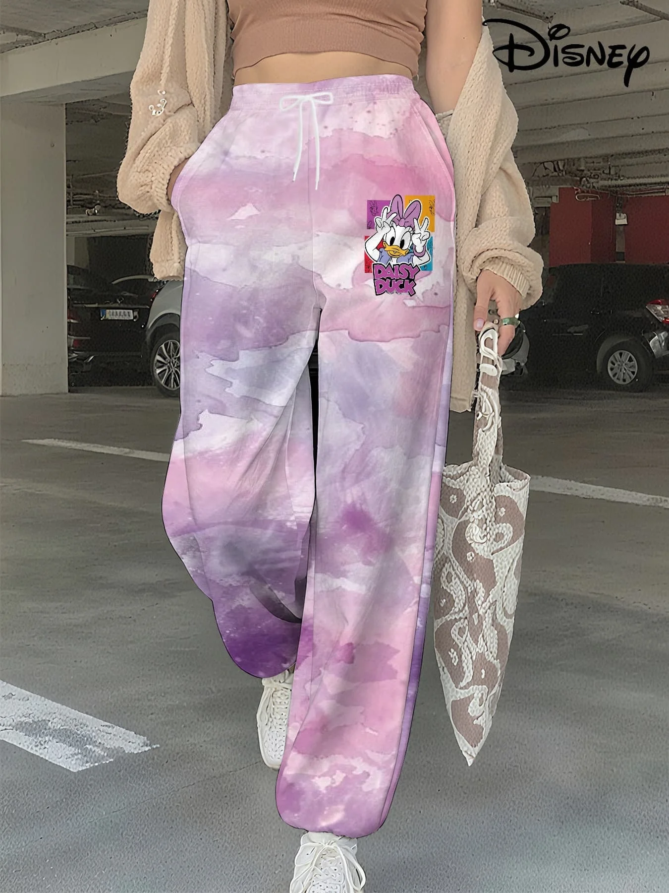 

Милые крутые модные женские уличные брюки с героями мультфильмов Диснея, весенне-осенние стильные брюки до щиколотки, большие размеры для женщин и взрослых
