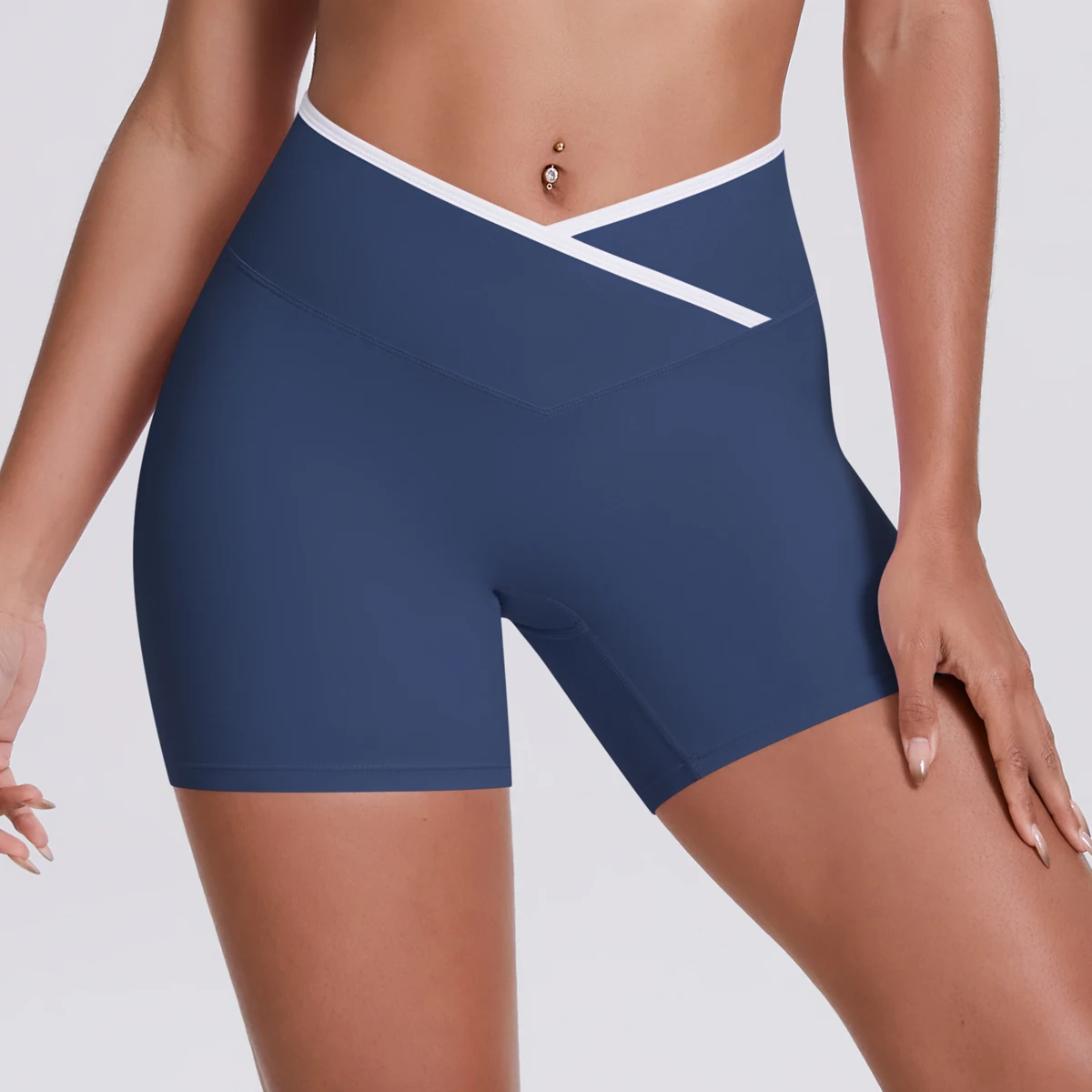 Yoga-Shorts, Damen-Fitness-Shorts, Shorts mit V-förmiger Taille, Lauf- und Fahrradshorts, atmungsaktive Sportleggings, Shorts mit hoher Taille für das Training und das Fitnessstudio. – Detail 13