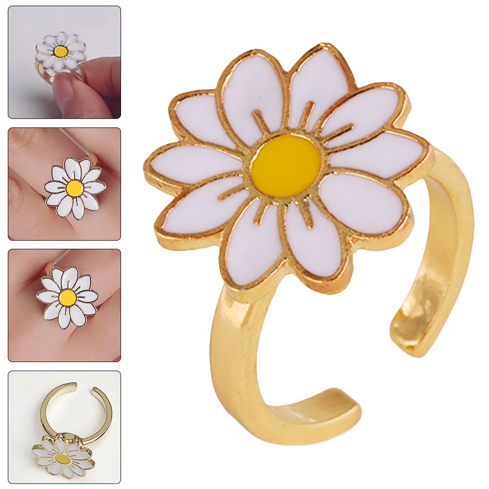 Ring Girls Toys Funny Rotating Anxiety Relief Sunflower Stress Fidget Rotatable Finger Decor Alloy Gift Miss Jewelry