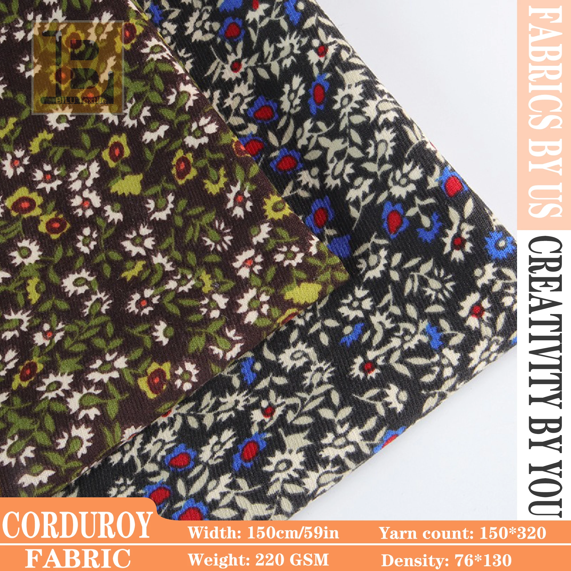 

Vintage Ditsy Floral Corduroy - For Dressmaking, Quilting & Sewing (per Meter)