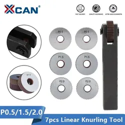 XCAN Single Wheel Straight Linear Knurling Tool Set 7pcs Pitch 0.5 1.5 2mm Lathe Knurling Tools