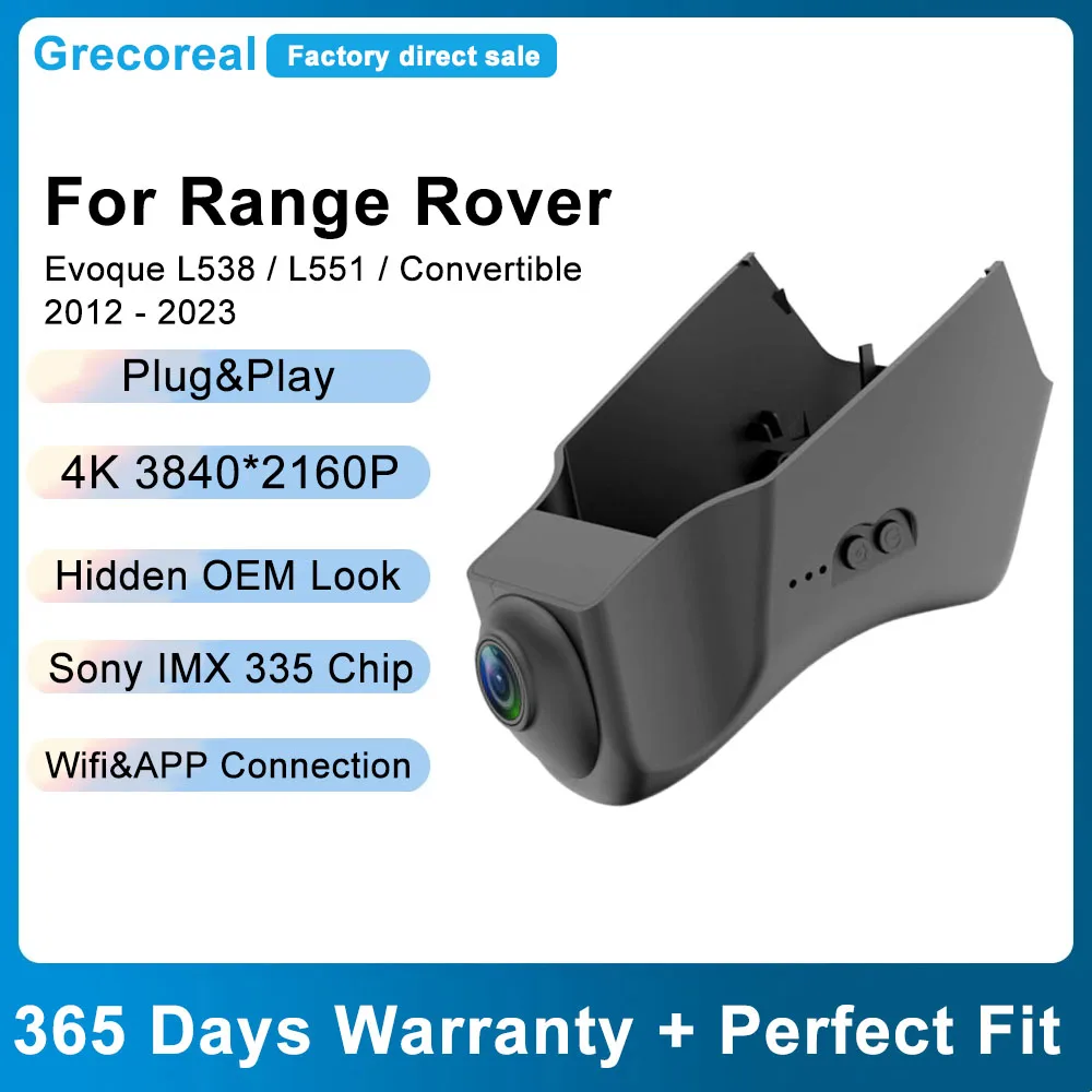 

Grecoreal 2K 4K Wifi Dashcam for Range Rover Rangerover Evoque L538 L551 Front Rear Car Dash Camera Plug Play OEM Dual Dash Cam