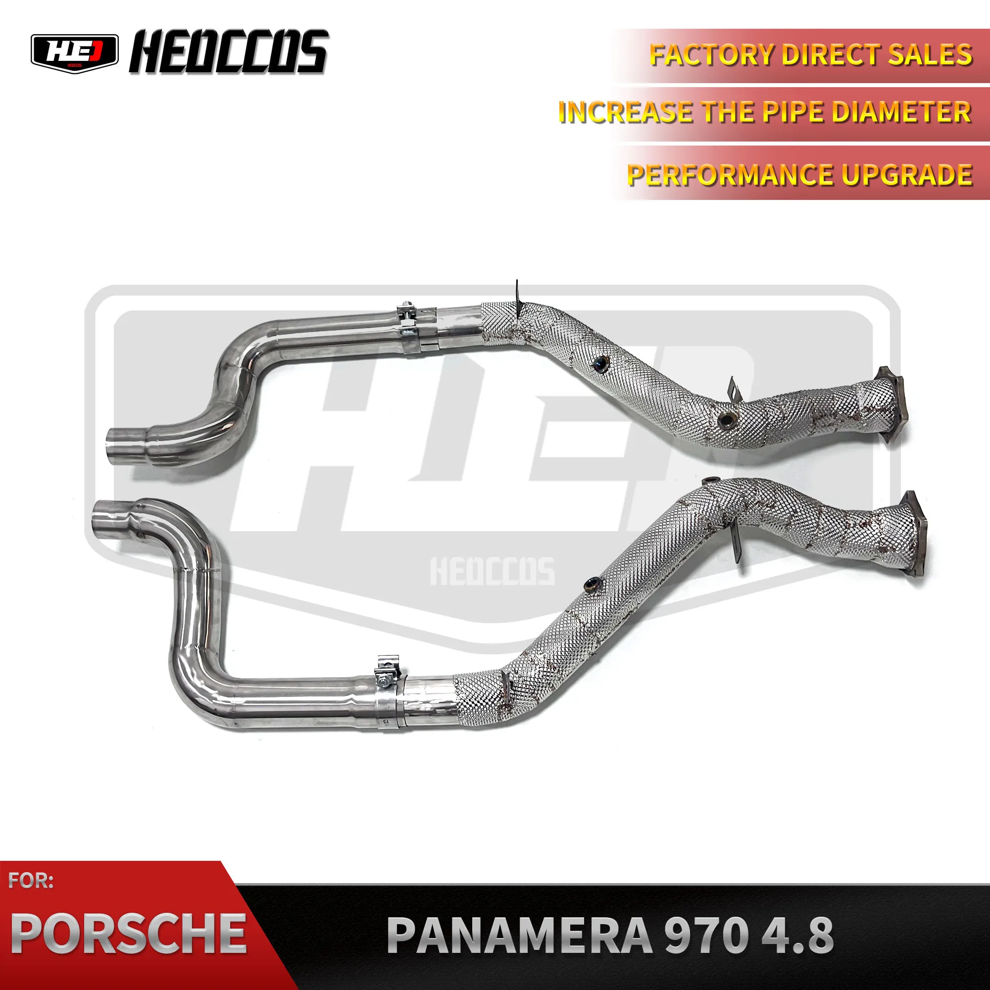 

HEO Stainless Steel Downpipe For Porsche Panamera 970 3.0T 3.6L 4.8L 4.8T with Heat Shield Metal Exhaust Downpipe