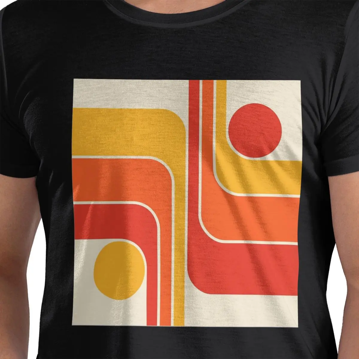 

Ретро геометрический дизайн 622, красная, оранжевая, желтая и беговая футболка для мужчин, хлопковые футболки больших размеров, мужские футболки, короткая одежда с круглым вырезом