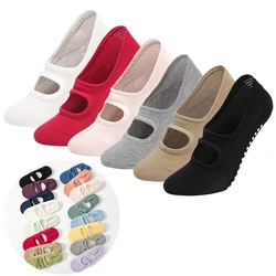 1/2 Pairs Bandage Yoga Socks for Women Cotton No-Show Backless Anti-slip Pilates Sock Ballet Dance Sport Running Silicone Socks