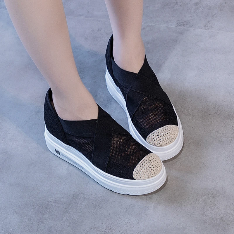 Rome Platform Sneakers Women Summer Comfortable Non-slip Casual Shoes Thick Bottom Round Toe Loafers Zapatillas De Mujeres