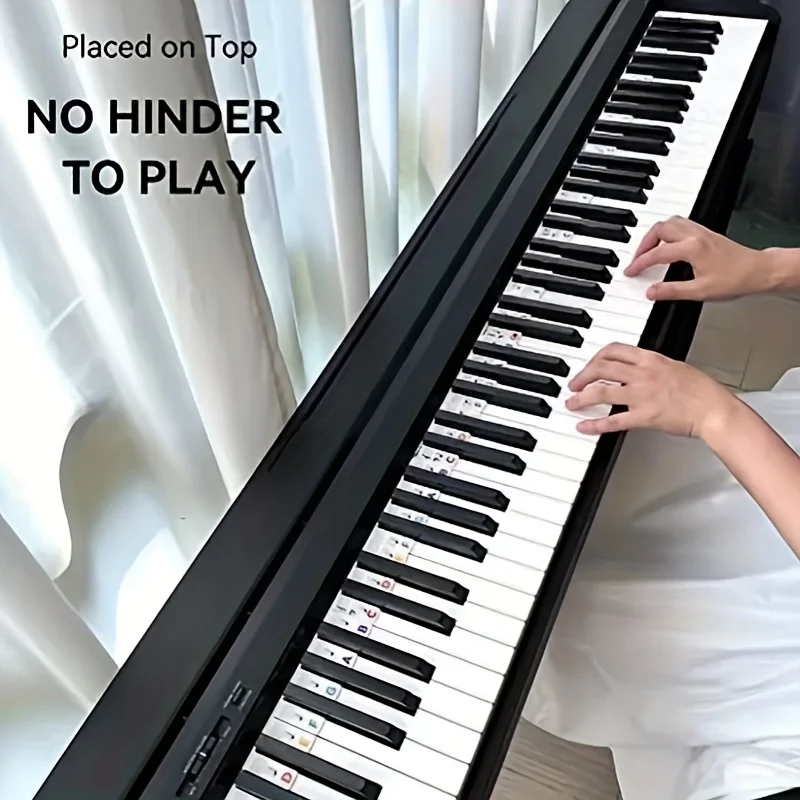 ملصق ملاحظة البيانو - ملصق مساعد خاص لمبتدئين البيانو - ملصقات ملاحظات بيانو مكونة من 88 مفتاحًا قابلة للفصل وإعادة الاستخدام