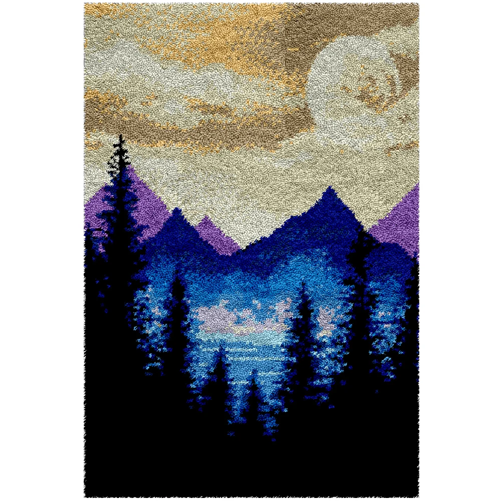 

Scenery Latch Hook Rug Kits DIY Crochet Carpet Cats Patterns Pre-Printed Canvas Yarn Rug Embroidery Crafting Arts for Adults