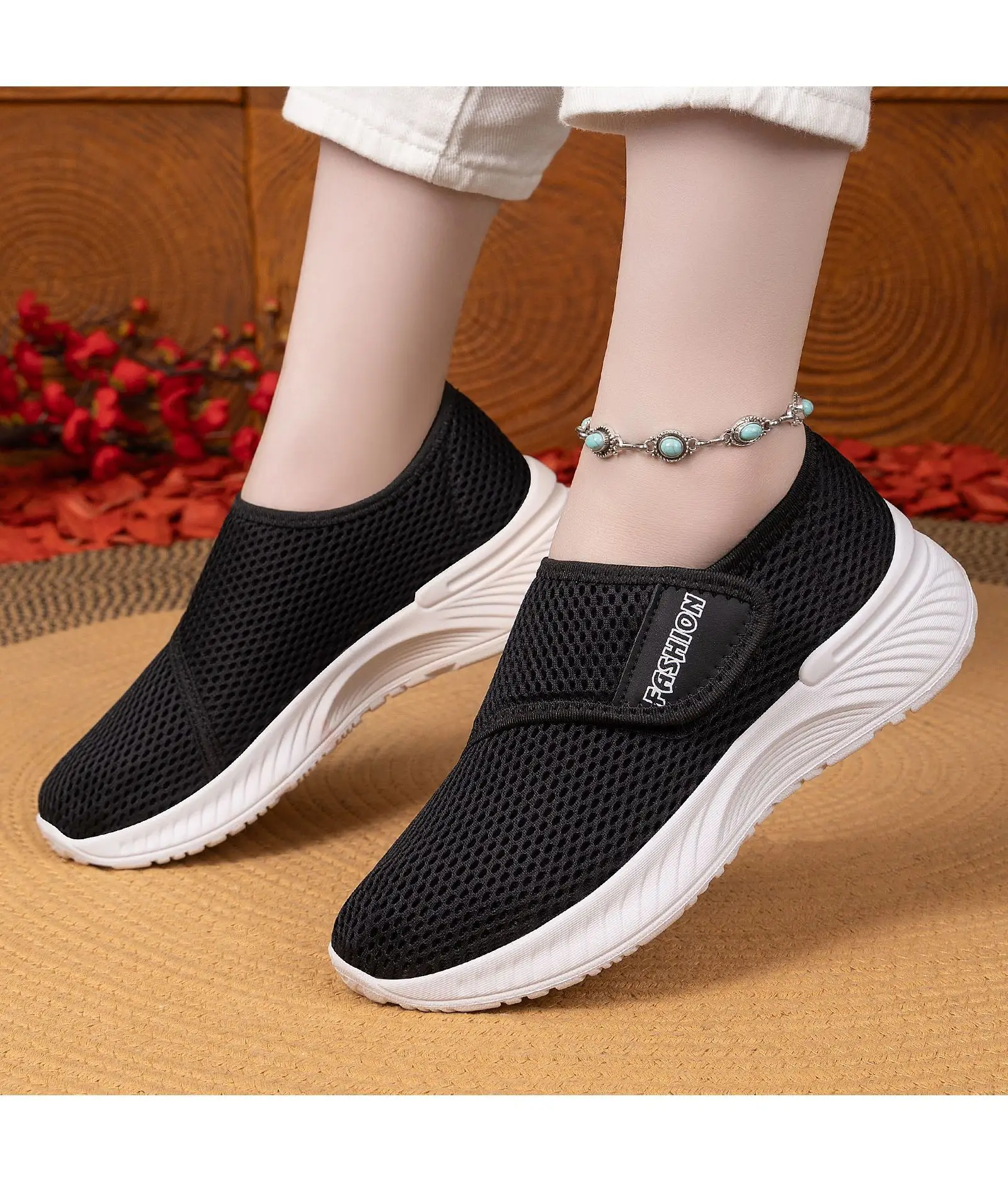 Damen Frühling Neue Vielseitige Atmungsaktive Klettverschluss-Wanderschuhe mit Weicher Sohle, Ermüdungsfrei, Größen 36-43 – Detail 17