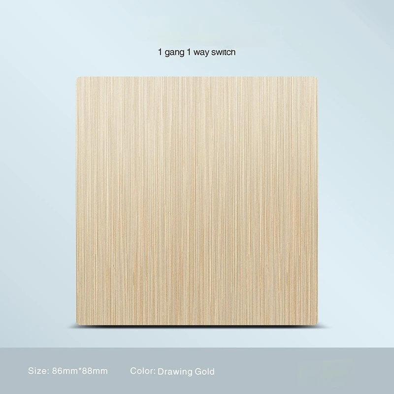 British Style UK Brushed Golden 250V Wall Mounted Recessed Switch Socket Panel