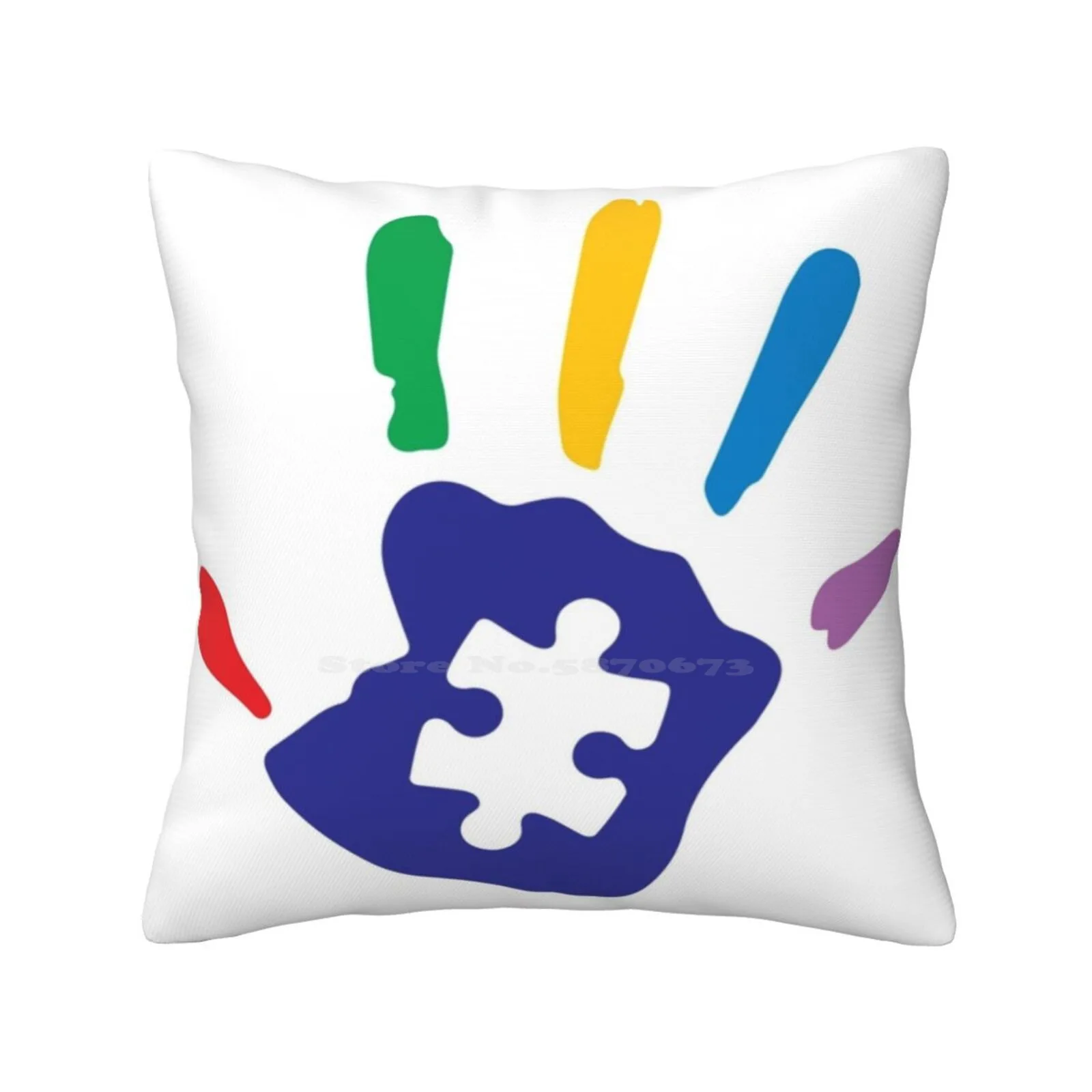 Colorful Autism Hand Pillowslip Pillowcase Aspergers Awareness Aspie Autism Statement Support Autistic Advocacy Embrace Health