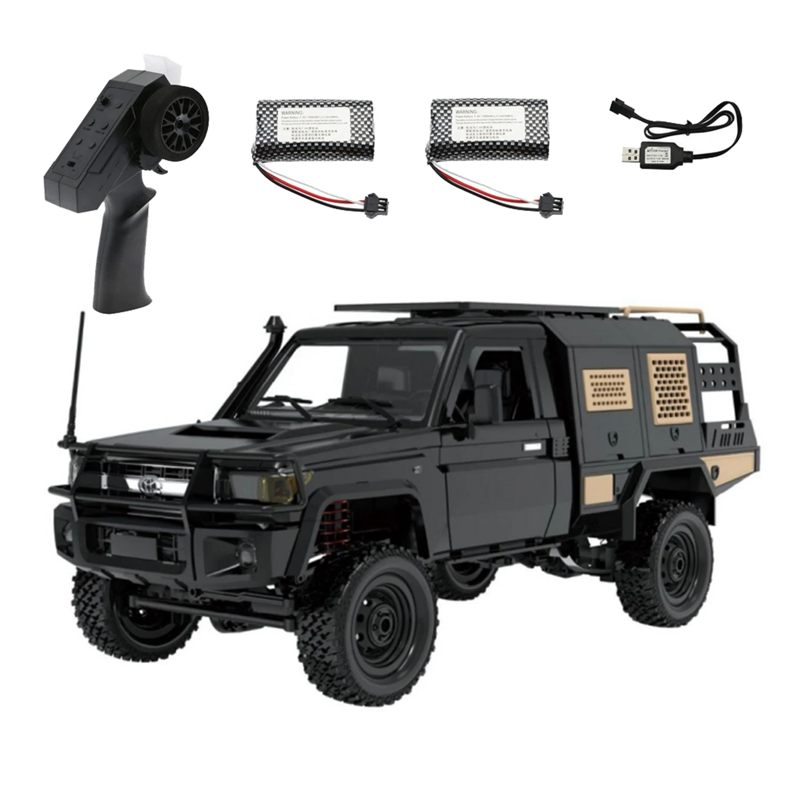 2.4G MN82S 4WD 1/12 RC Car Rock Crawler Pickup Short Truck 4WD Climbing Car LED Lights Removable DIY Rear Cargo RC Toy Gift