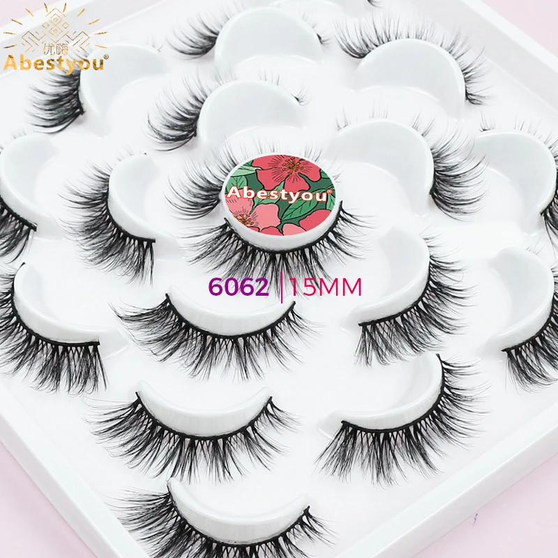 Abestyou 10pairs Pack 3d Faux Short Mink 13mm Manga Lashes Book Natural Look Silk Thin Strip Wispy Lashes Frete Gratis Maquiagem