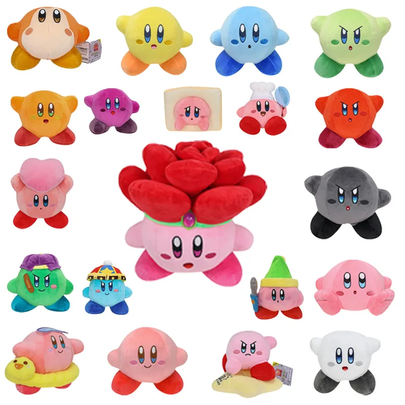 15-20cm  Kawaii Star Kirby Grey Kirby Ghost Kirby Pink Blue Green Red Plush Toy Cute Star Kirby Heart Doll Kid Birthday Gift
