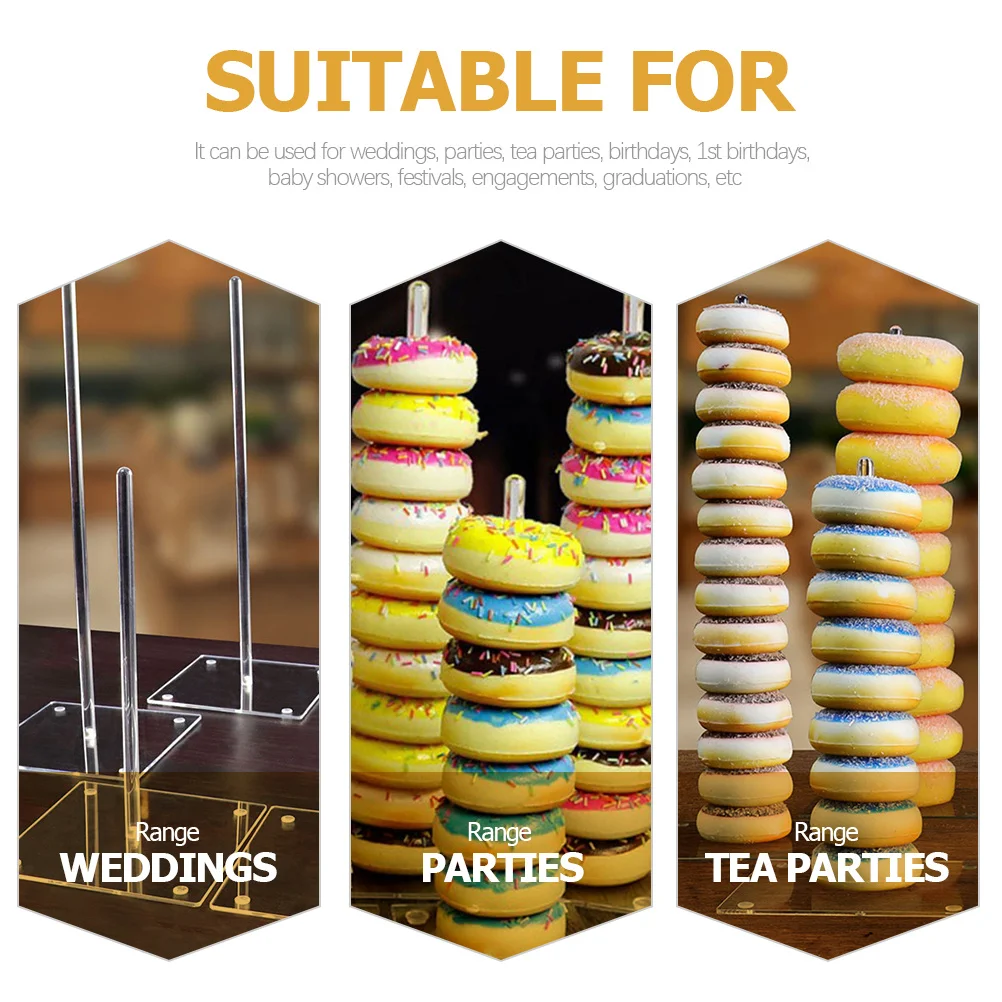 

4 шт., прозрачный держатель для пончиков, подставка для пончиков, прозрачный держатель для торта для вечеринки, десертного стола, бублины, башня, органайзер для пончиков