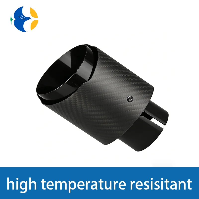 1 Pcs AK LOGO Universal Car Carbon Fibre Tail Throat Stainless Steel Black and Ash Gray Twill Matte Muffler Exhaust Nozzle Tip