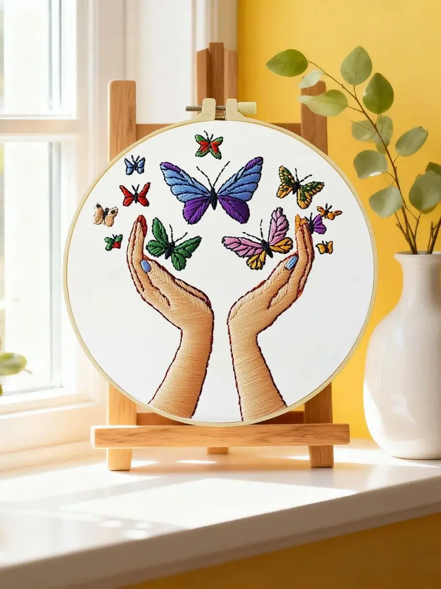 1 Stück 20X20CM/15X15CM 7,87/6,3 Zoll Handstickerei Starter-Kit DIY-Kit Stickerei-Set Handarbeiten Nähkunst Malerei – Detail 6