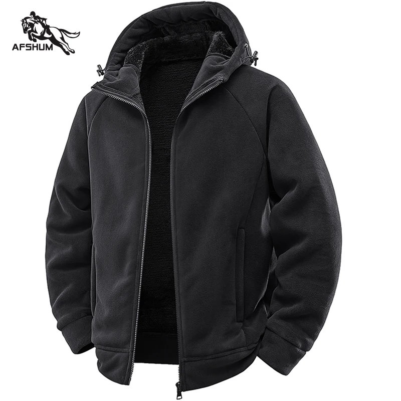 Jacket Men's Spring Autumn New Men Fleece-lined Jacket Solid Color Hooded Jackets Casual Coat Men's Business Coats Size M-4XL 5X