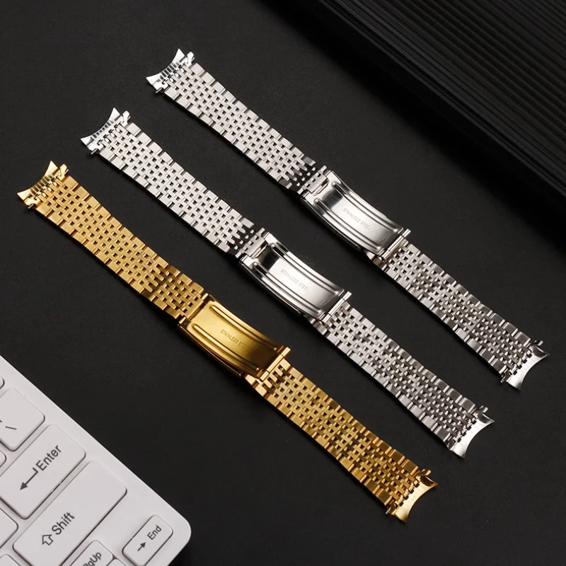 Curved end Watchband for Omega De Ville 424 Old Seamaster Stainless Steel Watch Strap 18mm 19mm 20mm Men's Bracelet accessories image 6