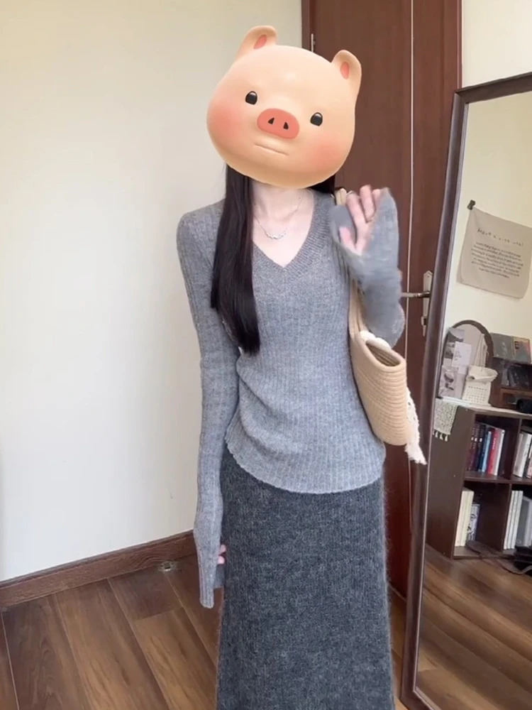 

Свитера, джемперы, пуловеры, женские вязаные топы, популярная корейская одежда, женская деловая одежда с бахромой, омбре, на открытом воздухе, животное, природа