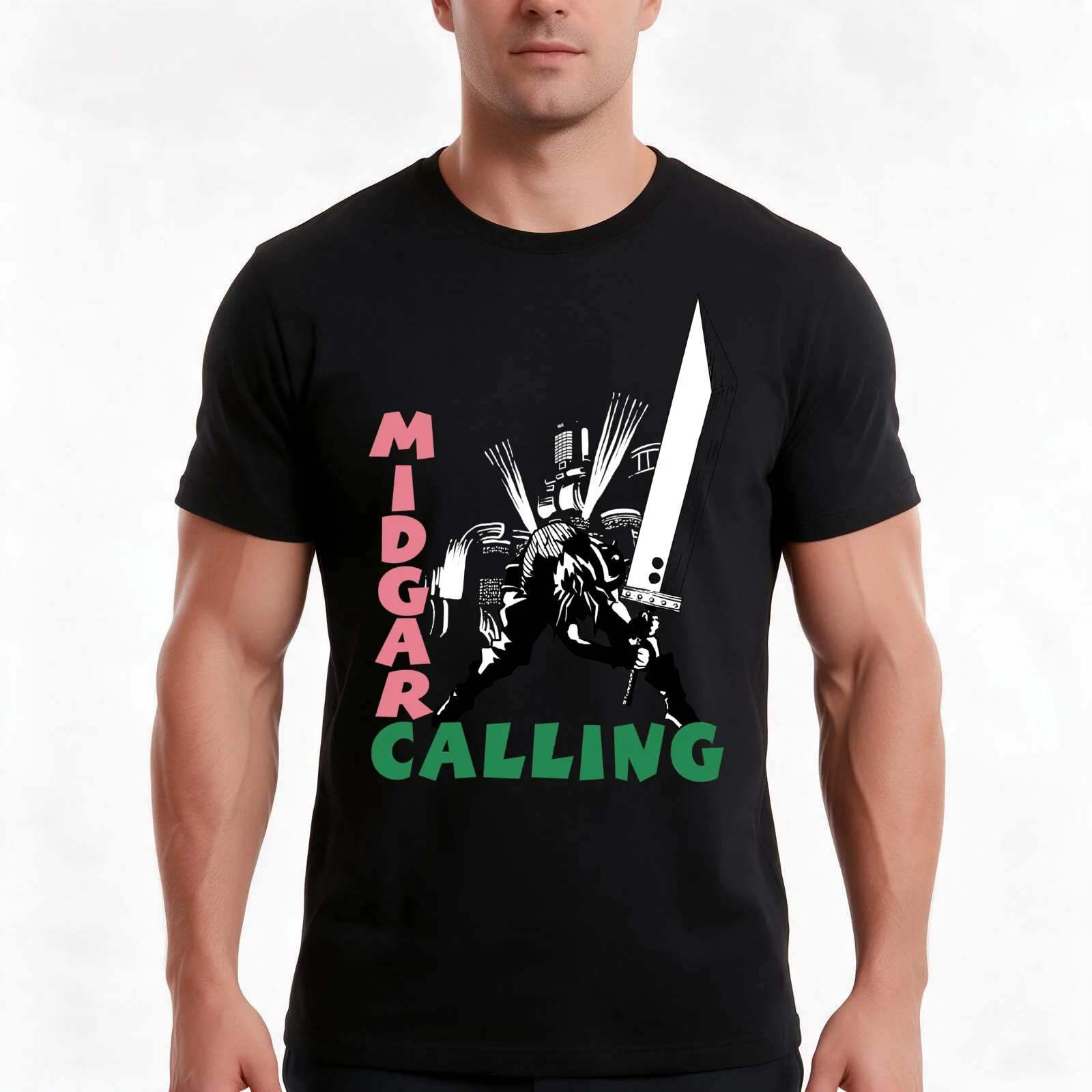 Midgar Calling T-Shirt, Summer Casual Cotton Tee, Oversized Streetwear Tops, Vintage Graphic Print, Loose Fit Short Sleeve