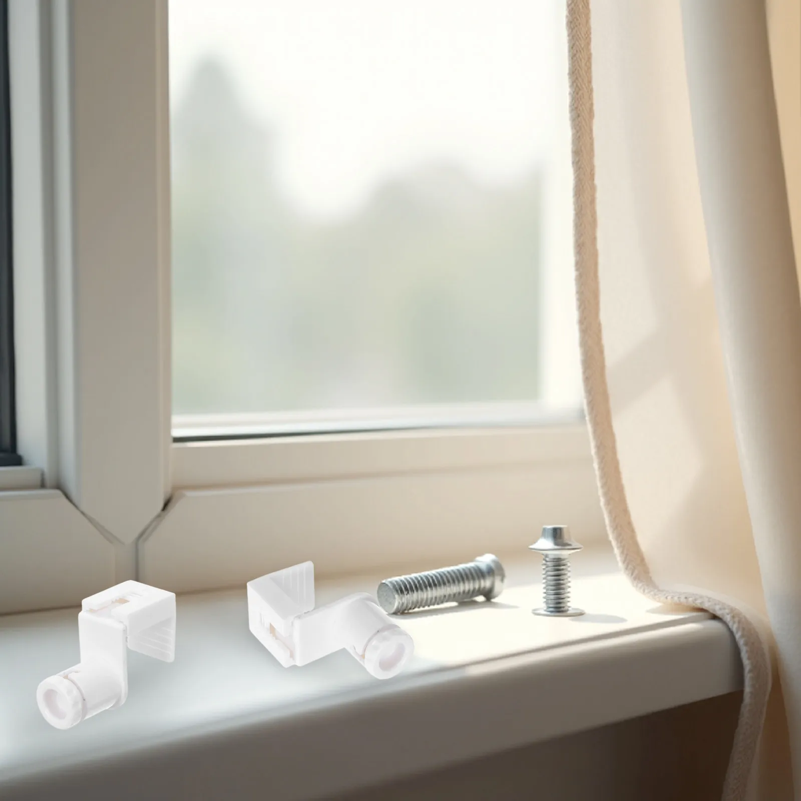 4Pcs Pleated Blind Accessories No Drill Clamp on White Plastic Window Shade Wire Holders Curtain Cord Guide Brackets Roman