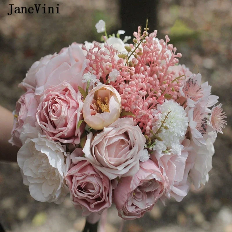 janevini-romantico-fiori-da-sposa-rosa-polveroso-bouquet-da-sposa-coreano-rose-di-seta-artificiale-ortensia-sposa-all'aperto-bouquet-finto