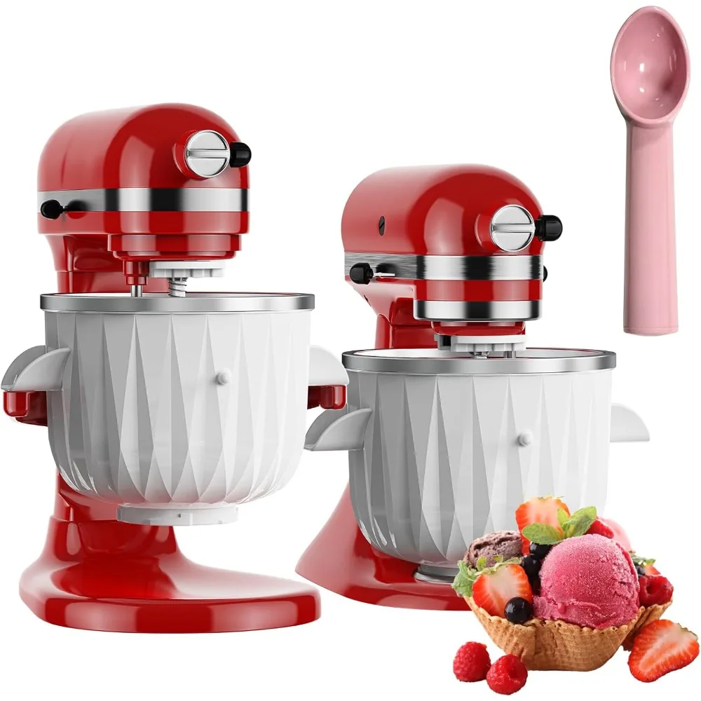 

Ice Cream Machine, 2 Quart Frozen Sorbe, Ice Cream Maker Attachment, Compatible 4.5 Qt Stand Mixers, Ice Cream Maker